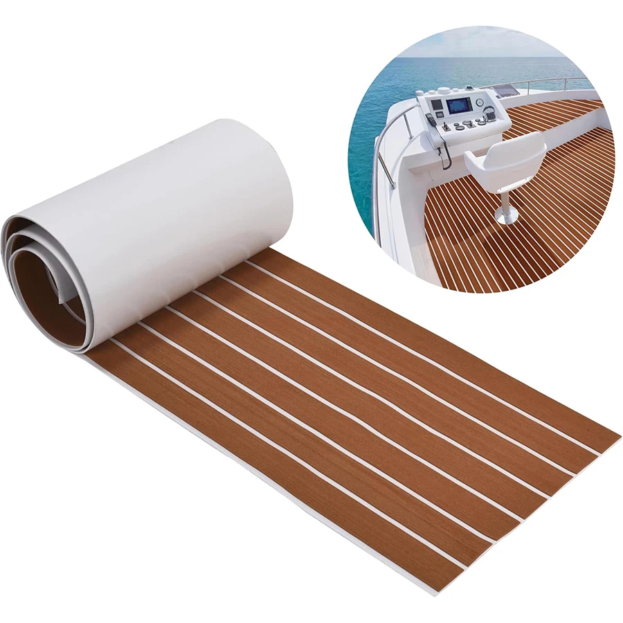 EVA-Schaum-Bodenbelag für Boote, Terrassendielen, 94 x 17,7 Zoll, mehrfarbiger, rutschfester Teppich mit Dampfdesign, langlebiger, weicher, wasserdichter Rollwagen