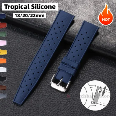 Premium Tropical Silikon Uhrenarmband Schnellverschluss 18mm 20mm 22mm Gummi Tropic Smart Watch Armband für Oris für Seiko für Citizen Image