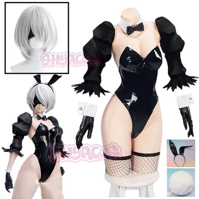Sexy 2B Cosplay Kostüm Perücke Spiel YoRHaa Nr. 2 Typ B Damenkostüm 2B Bunny Girl Herrenkostüm Image