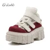 2025 Gothic Ankle Rock Stiefel Neue Punk Stil Frauen Schuhe Lace-up Ferse Höhe 6 CM Plattform Schuhe