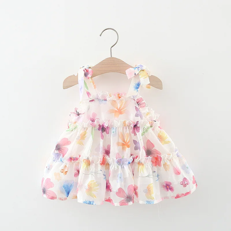 Mädchen Hosenträger Kleid, Sommer Baby Mädchen Bogen, Blumen Blumen tausend Schicht Hosenträger Prinzessin Kleid Image