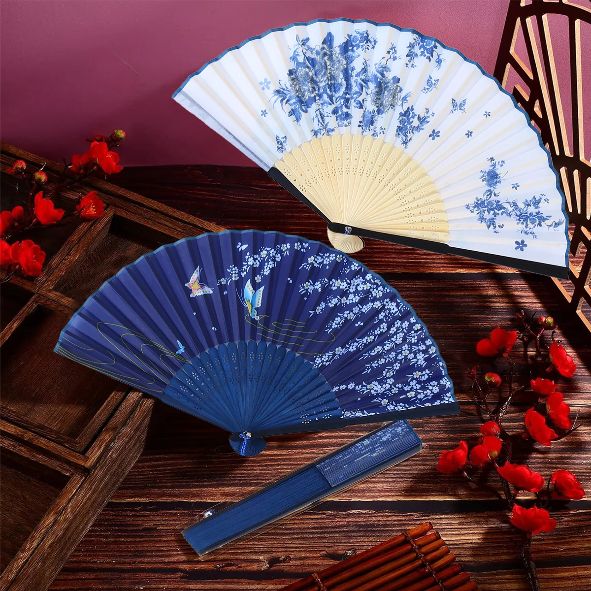 Chinesischen Stil Fan Geburtstag Party Dekoration Erwachsene Gefälligkeiten Faltfächer Cosplay Geburtstag Baby Shower Party Supplies Hause Ornament Image