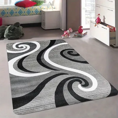 "Modern Line Print Area Mat - Non-Slip Short Pile Rug for Living Room/Bedroom/Office, Washable Soft Floor Mat Indoor Use