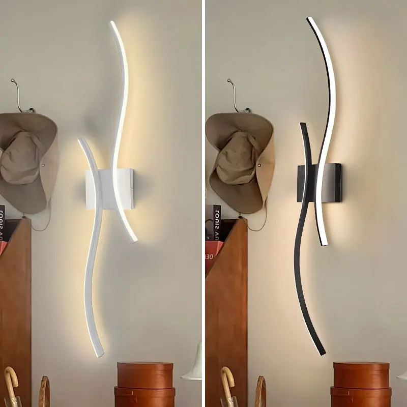 Schwarz-weiße LED-Wandleuchten, 60/80 cm, LED-Wandleuchten für Foyer, Flur, Aluminium, AC85–265 V, Wandleuchte für Badezimmer, Schlafzimmer, Gang