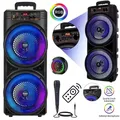 Subwoofer con doppio altoparlante da 6000 W, altoparlante wireless per feste da esterno, luce a LED a cintura, sistema PA portatile da 21,59 centimetri, attrezzatura