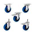 1/4 pezzi 3 "/4"/5 "ruote in acciaio inossidabile 304 blu medio TPR doppio albero in gomma rullo universale ruota silenziosa rotelle 300 kg