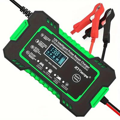 Intelligent 12V Car Battery Charger Maintainer - 6A Pulse Repair LCD Display AGM GEL SLA Wet Cell Temperature Compensation 4-100Ah Range