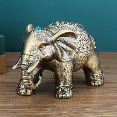 Vintage Ashtray with Lid, Elephant Windproof Covered Ashtray for Home Office, European Retro Decorative Anti-Fly Ashtray Ornament