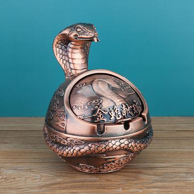 Vintage Ashtray with Lid, Chinese Zodiac 12 Animal Signs Decorative Covered Ashtray, Windproof Desktop Ornament for Home Office Living Room