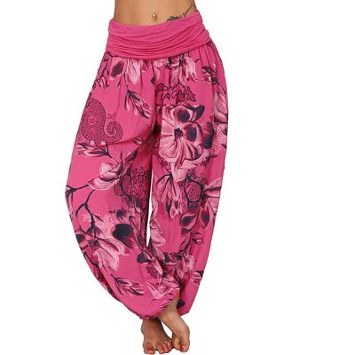Women's Slacks Pants Trousers Fashion Boho Full Length Natural Floral Print Comfy Outdoor Comfortable Outdoor Vacation Holiday Magenta Sapphire Navy Light Sky Blue Summer Regular Fit