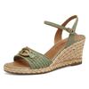 Keilsandalette TAMARIS, Damen, Gr. 40, grün (mintgrün), Textil, Lederimitat, modisch, Schuhe, Sommerschuh, Riemchensandale mit T-Schmuckelement