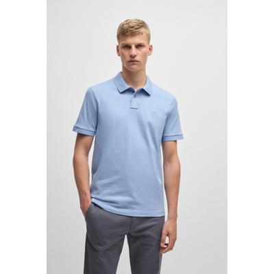 Poloshirt BOSS ORANGE "Passenger", Herren, Gr. L, blau (open blau470), Jersey, Obermaterial: 95% Baumwolle, 5% Elasthan, casual, Basic hüftbedeckend, hoch geschlossener Ausschnitt, Kurzarm eng Bündchen, Shirts, mit Polokragen Image
