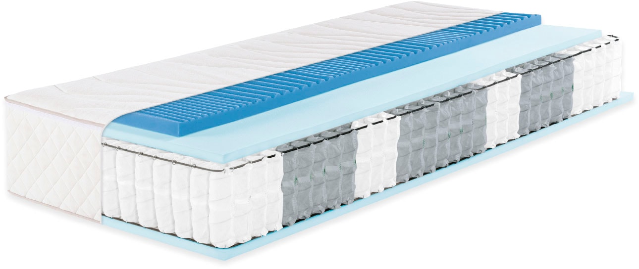Taschenfederkernmatratze FAN "fan Boxspringmatratze m. Thermogelauflage", weiß, B:100cm H:33cm L:200cm, Bezug: 60% Polyester, 40% Viskose. Steppfüllung: 100% Polyester, Matratzen, mit integriertem Gel-Topper Image