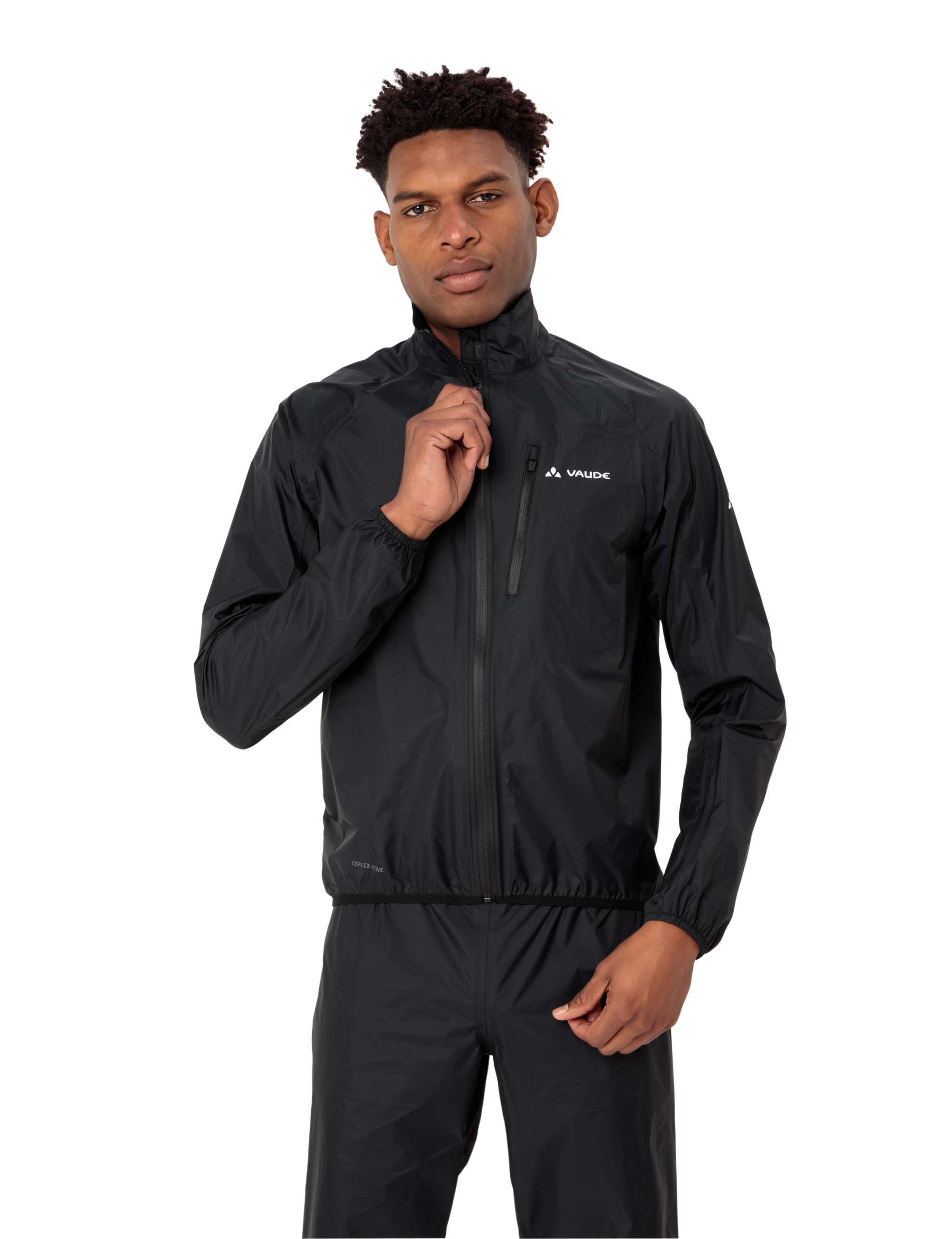 Fahrradjacke VAUDE "MEN'S DROP JACKET III", Gr. L, schwarz (schwarz, schwarz), Obermaterial: 100% Polyester, Sportlich, Jacken, Wasserdicht & Winddicht & Atmungsaktiv Image