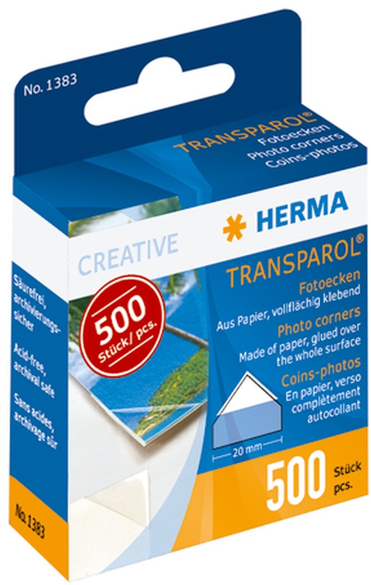 HERMA Fotoecken Transparol Spenderpackung mit 500 Stück Packung mit 10 Stück Image