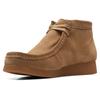 Schnürboots CLARKS "Wallabee", Herren, Gr. 43, beige (sandfarben), Veloursleder, casual, Schuhe, Desert Boots, High Top Sneaker mit Wechselfußbett