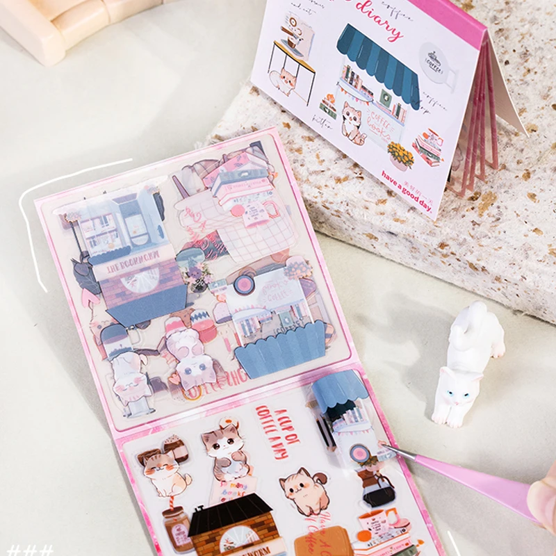1 Beutel Cat Home Diary Series Home Landscaping Stickerbuch Crapbooking Aufkleber Geschenke für Studenten Bürobedarf Schreibwaren Image