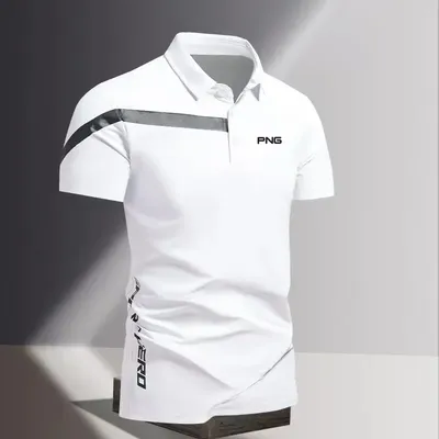 Men Golf Polo Shirt Summer Ice Silk Slim Fit Short Sleeved Top Lapel T-shirt Breathable Business Intelligent Men Golf Clothing