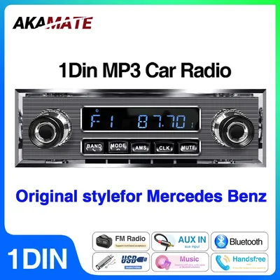 Car Radio for Mercedes Benz 1Din MP3 Multimedia Player Stereo Audio Support Phone Charging Bluetooth EQ AUX USB FM Radio