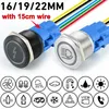 16/19/22mm benutzerdefinierte Metall Druckknopfschalter mit Steckdose Start Stopp LED Licht für Auto Horn wasserdicht Schwarz/Silber 12V 24V 220V 5V