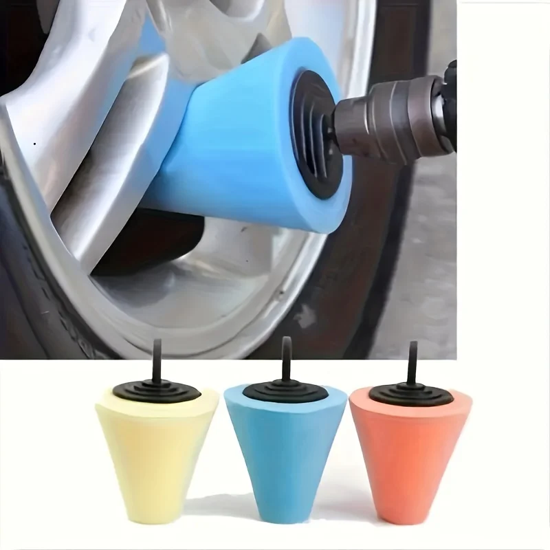 1/2/3 pieces, wheel polishing sponge, car beauty wax cone sponge brush, door handle polishing ball, car detail scratch repair