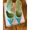 2025 Women's Gradient Blue Slingback Sandals Concise Gold Buckle Pointed Toe Pumps Stiletto Heels Elegant Office Party Shoes