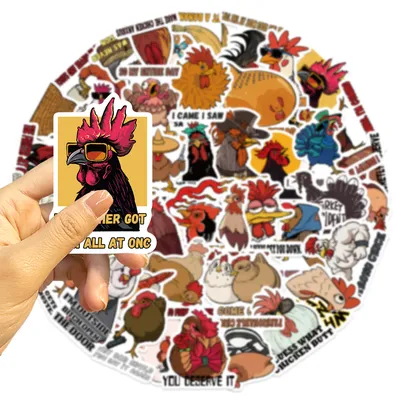 50PCS Cartoon Chicken Graffiti Stickers Set DIY Decals for Bottle Car Notebook Bicycle Kids Scrapbooking Fun Toy