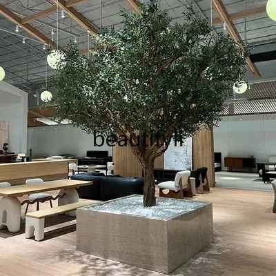 Simulated olive tree Large floor-to-ceiling green plants Indoor and outdoor landscape decoration False tree Nordic style