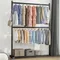 Floor Standing Tier Clothes Rack Bedroom Vertical Double Pole Clothes Hanger Simple Pole Clothes