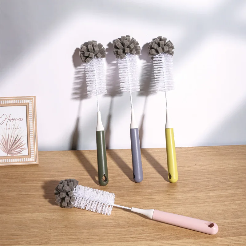 Hängende Schwammkopf-Tassen bürste multifunktion ale Haushalts milch flaschen bürste Isolier becher Reinigungs bürste mit langem Griff Topf bürste Image
