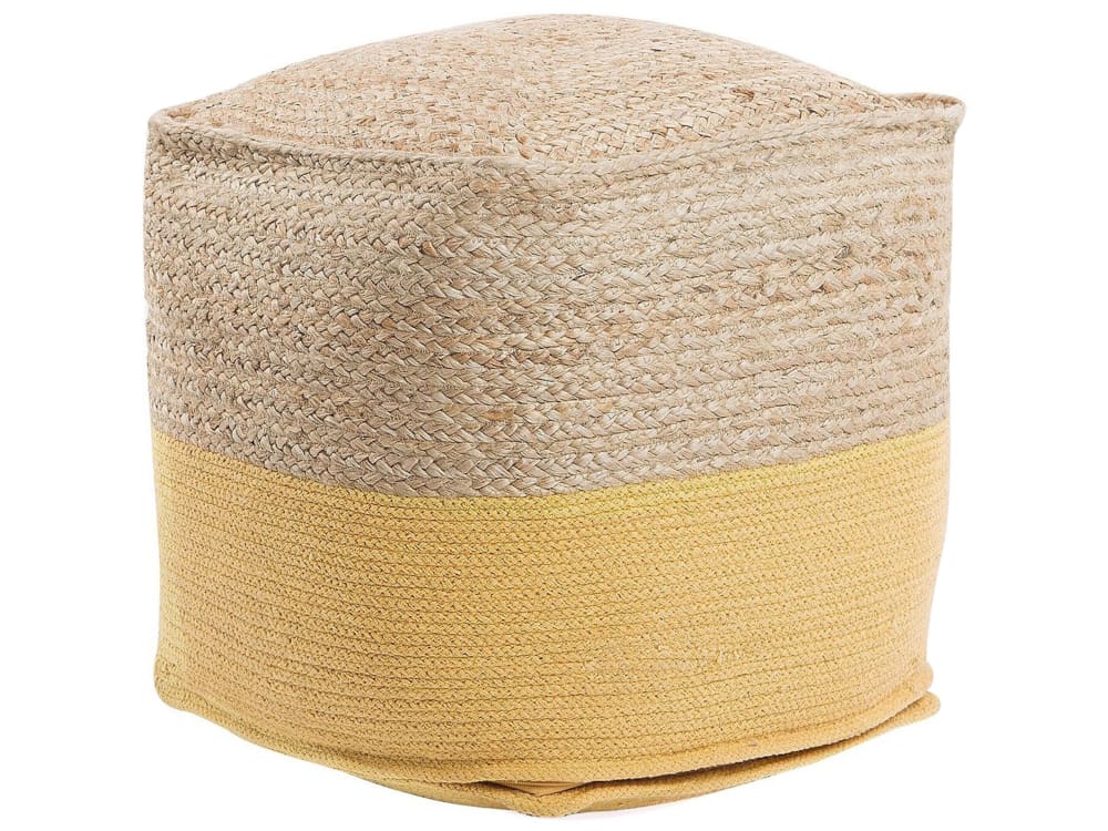 Pouf en tissu beige 44x44cm