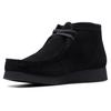 Schnürboots CLARKS "Wallabee", Herren, Gr. 42, schwarz, Veloursleder, casual, Schuhe, Desert Boots, High Top Sneaker mit Wechselfußbett
