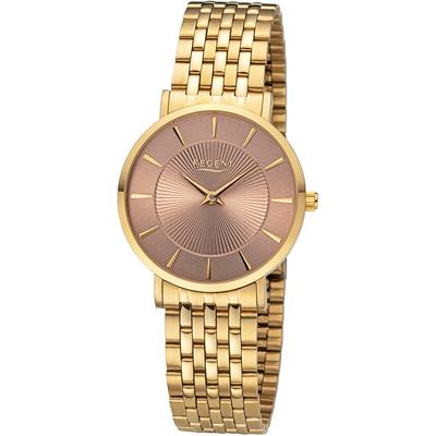 Quarzuhr REGENT, gold (goldfarben, hellbraun), Armbanduhren, Damen, Armbanduhr, Damenuhr, Mineralglas, Edelstahlarmband, analog Image