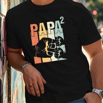TEMU Men's Cotton T-shirt, Printed Pattern, Mature Style, Regular Fit, Round Neck, Stretch Fabric, Casual Tee 180g Image
