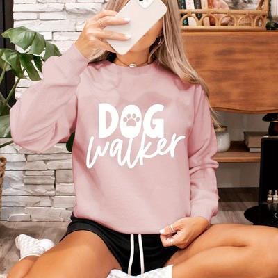 TEMU Letter Print & Paw Neck Sweatshirt - Olive Green Women's Casual Long Sleeve Pullover, Machine Washable Spring/fall Dog Walking Apparel, Clothing, Durable Fabric Image