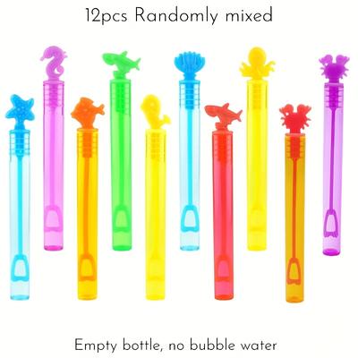 TEMU 12pcs Ocean Animal Bubble Wands Empty Tubes Marine Theme Birthday Party Supplies Sea Creatures Bubble Wand Empty Bottles Party Favors Atmosphere Decorations, No Bubble Solution Image