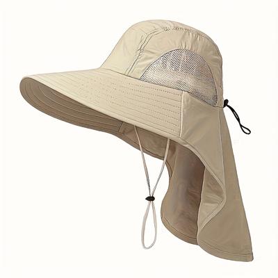 TEMU Adjustable Wide-brim Sun Hat - Soft Polyester, Breathable, Ideal For Hiking, Fishing, Cycling - Black, Large Brim, Sun Protection Hat, Outdoor Sun Protection|adjustable Headgear|polyester Sun Hat Image