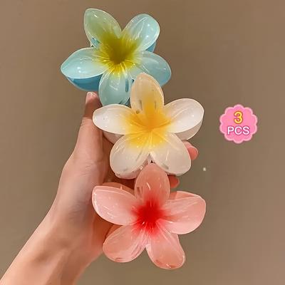 TEMU 3pcs Anti-slip Hair Clips Set - Vibrant Mixed Colors (blue, Pink, Red, Green, Purple) | Durable Resin, Ideal For Party Hairstyles & Holiday Accessories | Fashionable Plastic , Non-slip Hair Clips Image