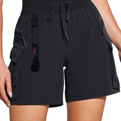 TEMU Zuty Women's 6-inch Running Shorts - Quick-dry, Lightweight With Zipper Pockets, Drawstring Waist, Ideal For Golf & Sports, Sports Shorts|functional Shorts|stretchy Fabric Image