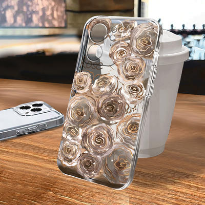 TEMU Silver Flower Phone Case, Cartoon-themed Transparent Cover, Full Protection Against , Minimalist And , For Motorola Models Including 20, 30, 40 Neo, 50 Neo, + 2023, And Play 2023, . Image
