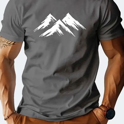 TEMU Men's And Women's Trendy T-shirt With A Snow-capped Mountain Print Image