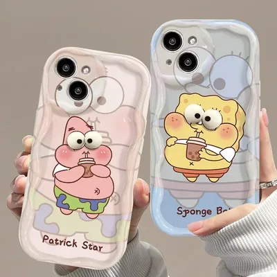 3D SpongeBobs Patrick With Hangings Case for iPhone 16 E 15 Pro Max 14 13 12 Mini 11 Pro Max XS X 8