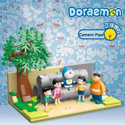 New Keeppley Doraemon Building Block Cement Pipe Street View Building Open Space Model Desk