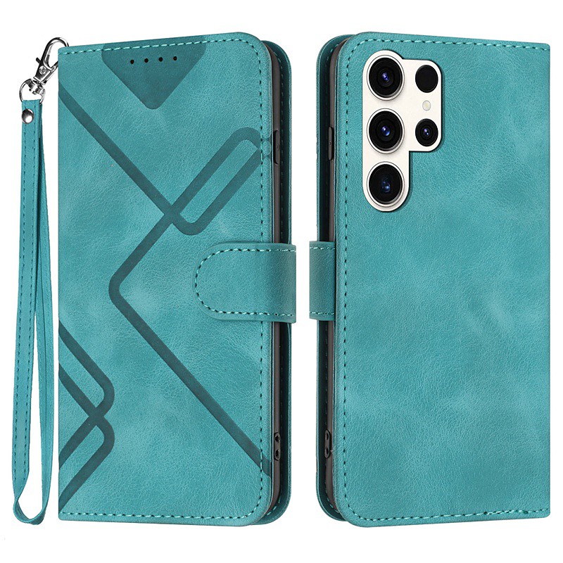 Phone Case For Samsung Galaxy S25 S24 S23 S23 FE S22 S21 Ultra Plus A14 A34 A54 A24 Wallet Case Magnetic with Wrist Strap Kickstand Retro Geometric Pattern TPU PU Leather