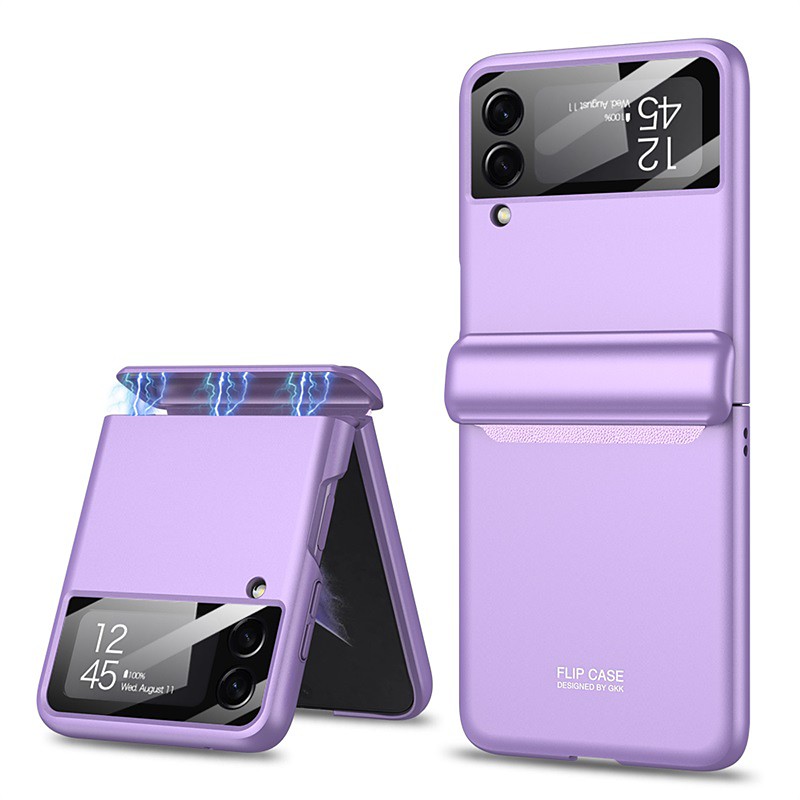 Phone Case For Samsung Galaxy Z Flip 5 Z Flip 4 Z Flip 3 Back Cover Portable Magnetic Full Body Protective Solid Colored TPU