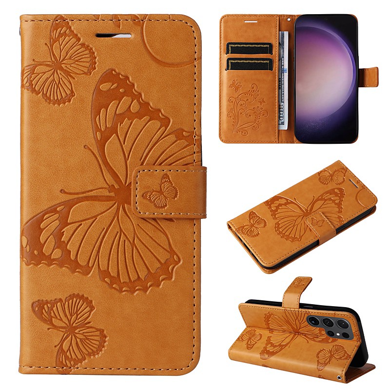 Phone Case For Samsung Galaxy S26 Ultra Plus S25 S24 S23 S22 S23 FE S21 Ultra Plus S20 A55 5G A35 5G Wallet Case Magnetic Full Body Protective with Wrist Strap Butterfly TPU PU Leather
