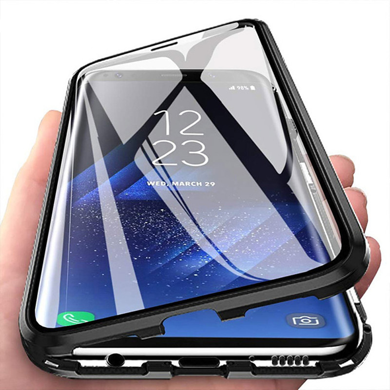 Phone Case For Samsung Galaxy S26 Ultra Plus S25 S24 S23 S22 S21 Ultra Plus S20 A32 Full Body Case Magnetic Adsorption with Screen Protector Magnetic Double Sided Transparent Tempered Glass Metal