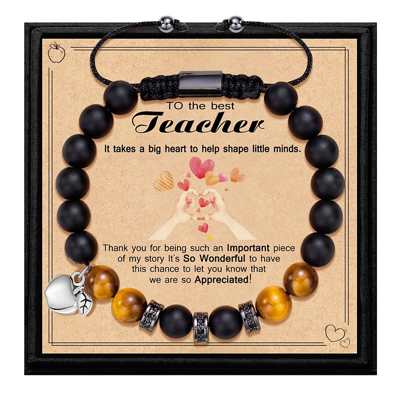 Teacher Appreciation Bracelet Cute Handmade Ploymer Clay Bracelet Love Teach Inspire Letter Beaded Stretch Bracelet for Women Back to School Jewelry Teacher Graduation Gift Christmas Gift
