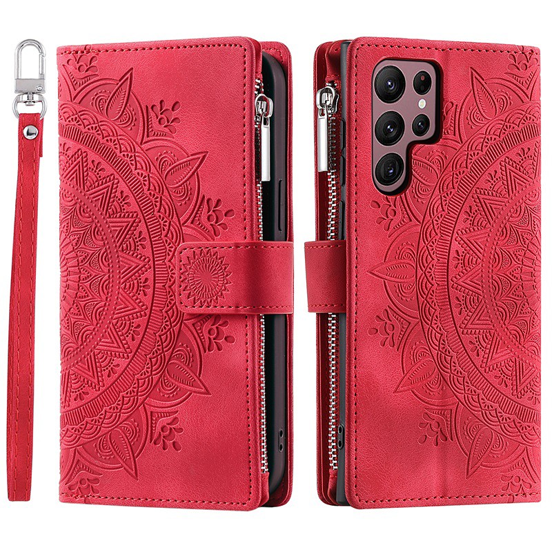 Phone Case For Samsung Galaxy S26 Ultra Plus S25 S23 S22 S21 FE S21 Ultra Plus S20 A54 A53 A33 Wallet Case Flip Wallet Zipper Tile TPU PU Leather