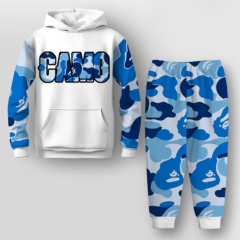 Boys 3D Graphic Camouflage Letter Hoodie Sweatpants Set HoodieSet Clothing Set Long Sleeve 3D Printing Summer Fall Active Fashion Cool Kids 3-12 Years Outdoor Vacation Street Regular Fit